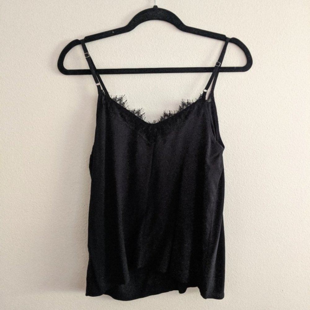 NWT Abercrombie Lace Trim Black Camisole Tank Top Size Small - Picture 2 of 4